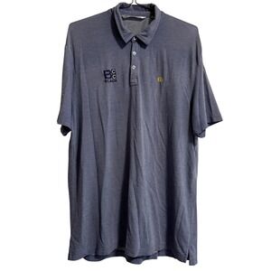 Travis Mathew Mens XL Blue Textured Performance Polo Shirt BCC Blach Logo